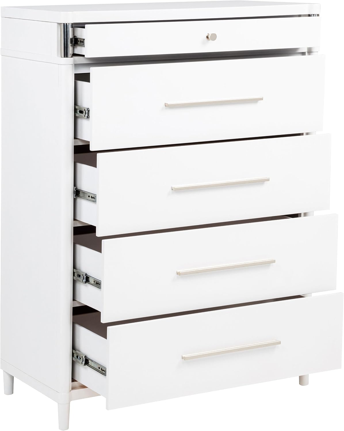 Coaster Home Furnishings - Gracemont - Wood - 5-Drawer Chest of Drawers with Bar Pull Handles, Rounded Corners, Metal Tube Accents and Felt-Lined Top - Bedroom - White - 225075
