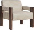 Signature Design by Ashley Adlanlock Contemporary Faux Leather Upholstered Solid Wood Accent Chair, Beige & Dark Brown
