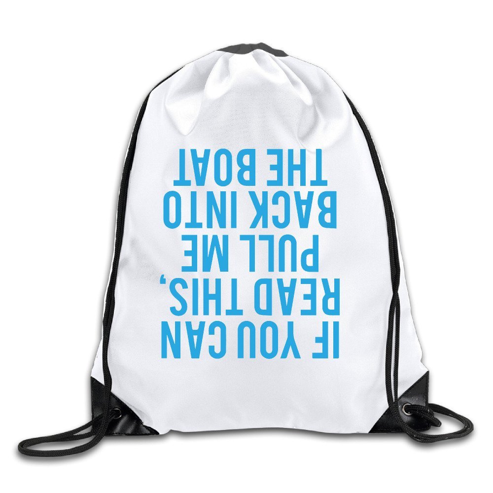 FUNNY Fishing White Drawstring Backpack Sport Bag For Men & Women