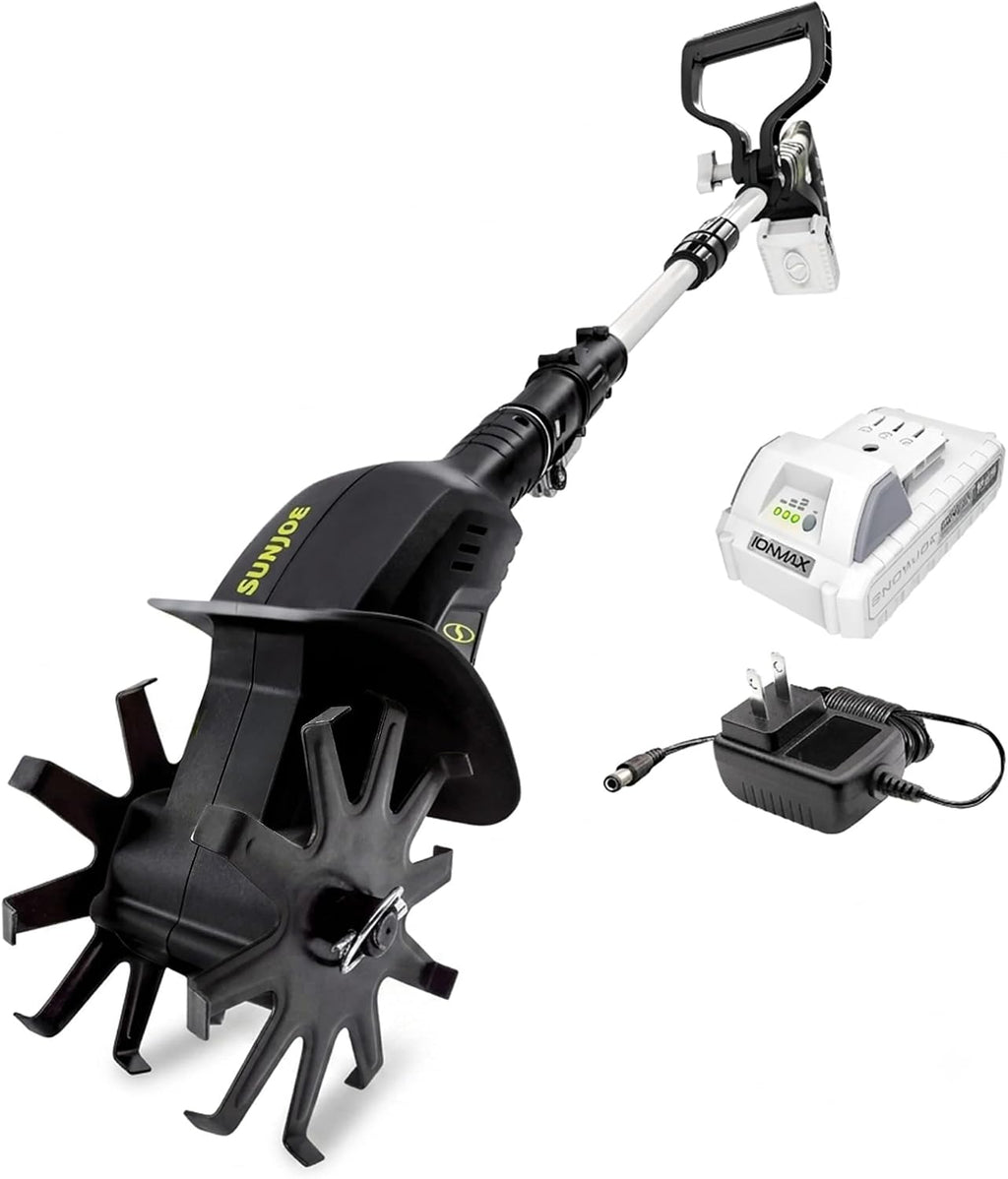 Sun Joe 24V-TLR-LTE 24-Volt Amp Cordless Garden Tiller + Cultivator, Kit (w/2.0-Ah Battery + Quick Charger)
