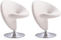 Manhattan Comfort Curl Swivel Accent Chair Set of 2 with 360° Turn, Fully Assembled, Upholstered in Wool Blend, Modern Ergonomic Design with Polished Chrome Base, Living Room & Office, Set of 2, Cream