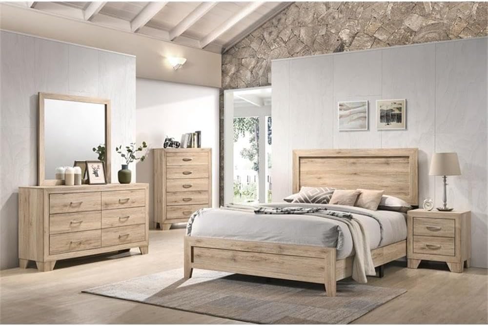 Acme Furniture Miquell 40' Square Wood Frame Bedroom Mirror in Rustic Natural