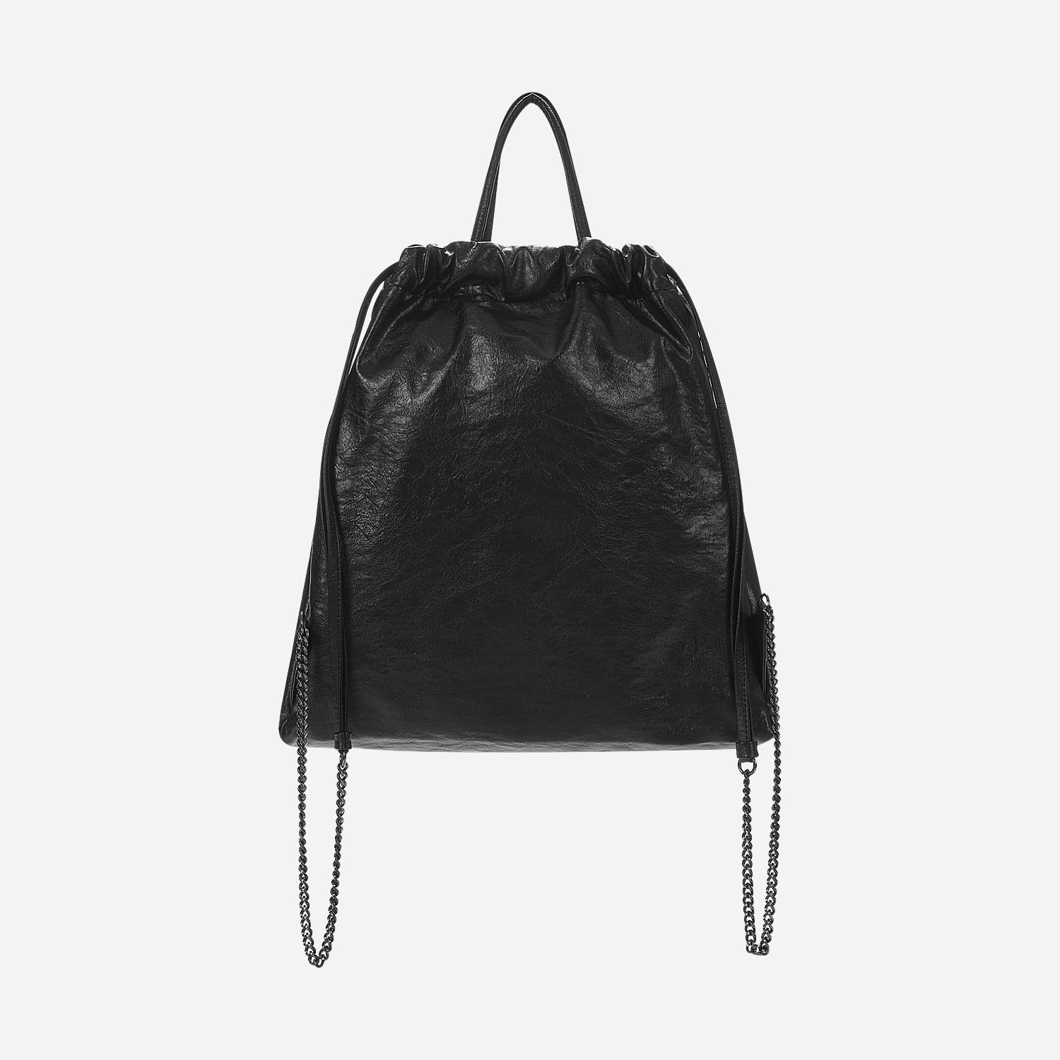 KWANI Chelsea Women's PU Leather Drawstring Backpack - Stylish Everyday Fashion Top Handle Bag (Black)