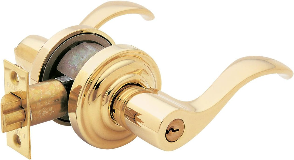 Baldwin Estate 5255.003.LENT Left-Handed Keyed Entry Wave Lever in Polished Brass