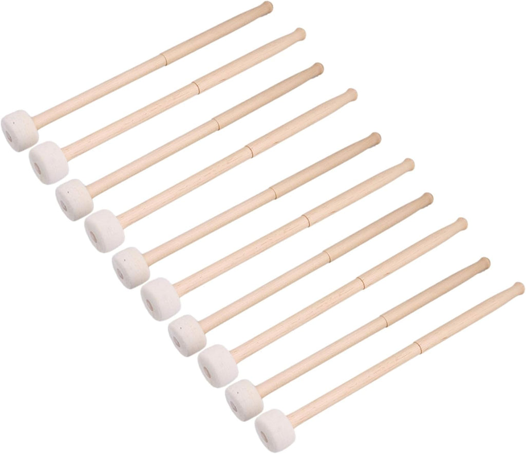 Durable Timpani Mallets Felt Head Drum Sticks with Wood Handle White Head 14Inch Pack of 5