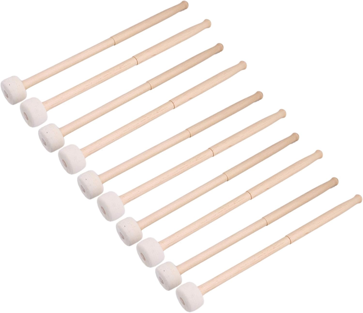 Durable Timpani Mallets Felt Head Drum Sticks with Wood Handle White Head 14Inch Pack of 5