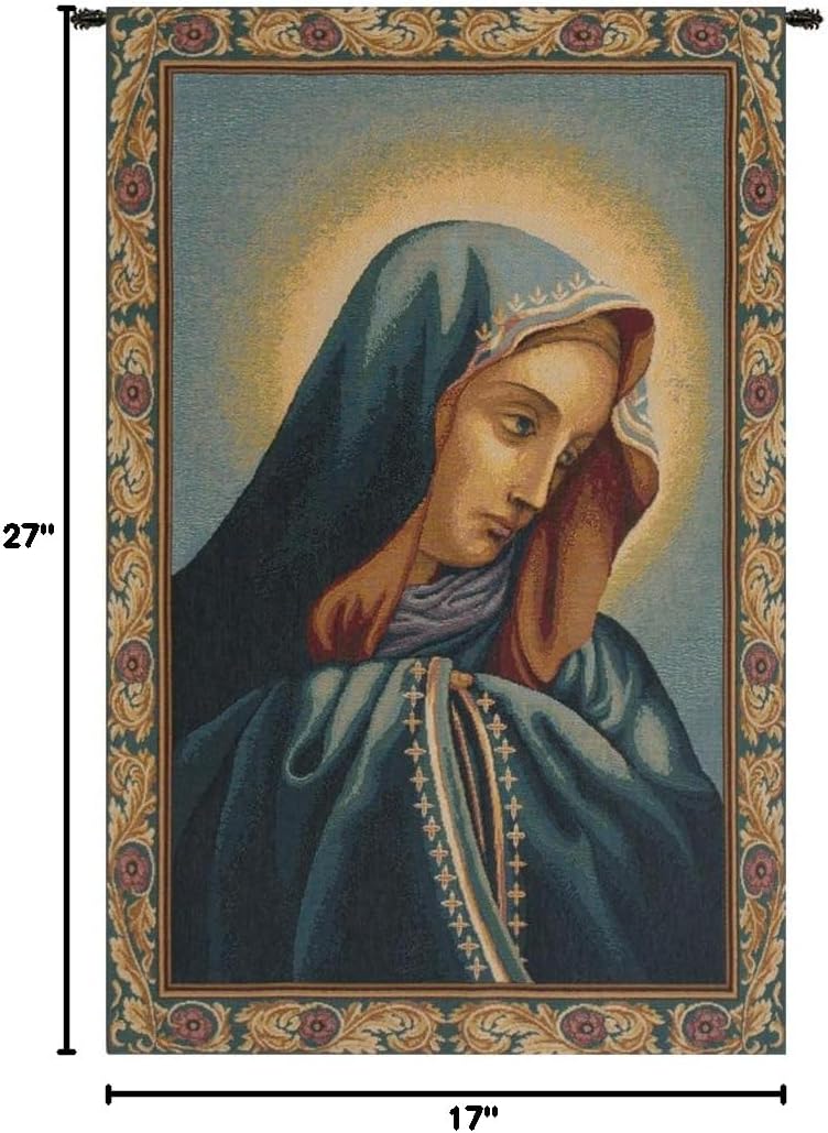 Charlotte Home Furnishings Inc. Mater Dolorosa Italian Tapestry Wall Hanging 27 X 17 Inch Viscose Cotton And Polyester Blend Wall Art Perfect For Home Decor And Wall Decor By Raphael