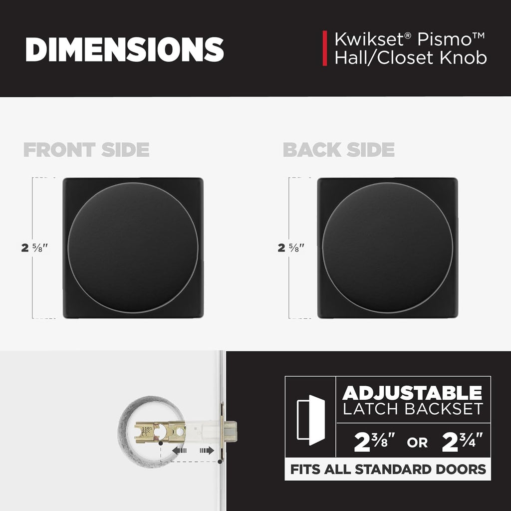 Kwikset Pismo Interior Passage Door Knob, Handle for Closet and Hallway Doors, Non-Locking Doorknob in Matte Black, with Microban Protection (Pack of 12)