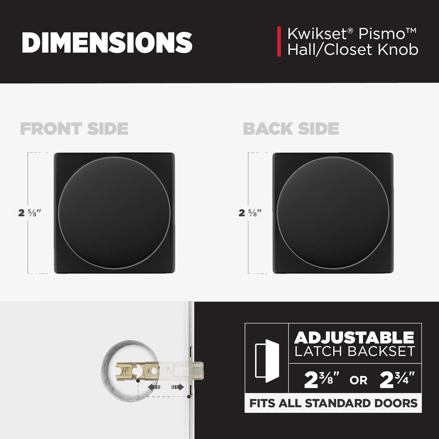 Kwikset Pismo Interior Passage Door Knob, Handle for Closet and Hallway Doors, Non-Locking Doorknob in Matte Black, with Microban Protection (Pack of 12)