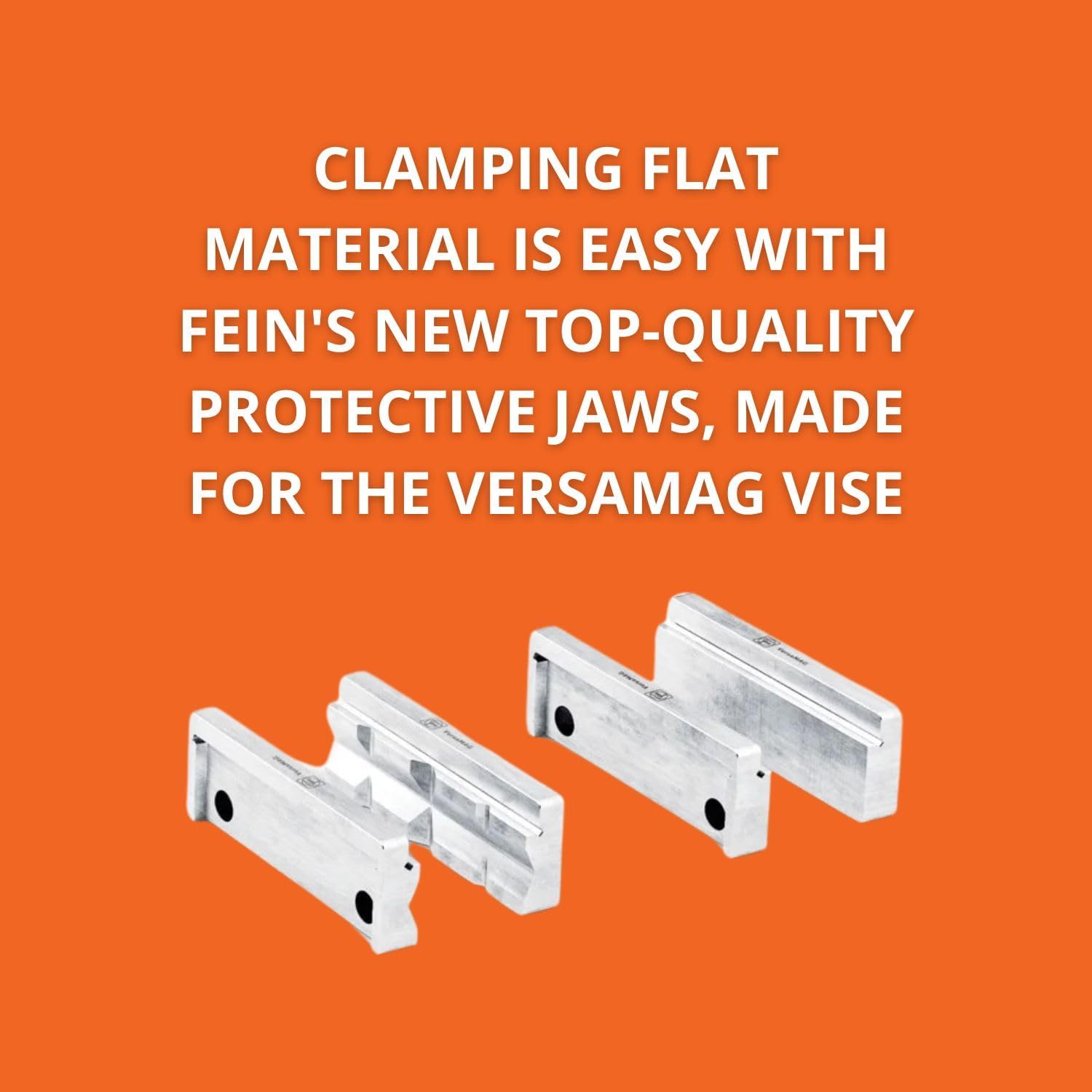 Fein Protective Jaws Set for VersaMAG Vise - 110mm Aluminum - Prism (P) & Blank (B) for Secure Clamping, Scratch-Free Workpiece Protection - 90701010010