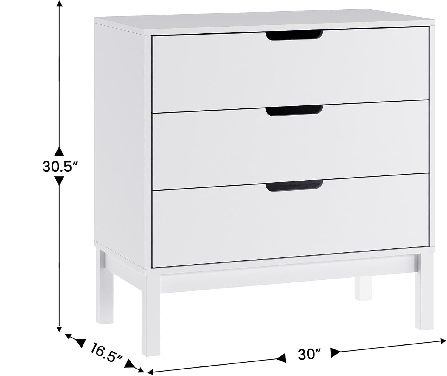 Flash Furniture Dallas Wood Dresser for Kids Bedroom, 3 Drawers, Solid Wood Frame, Interlocking Safety Mechanism, Smooth Ball Bearing Slides, White