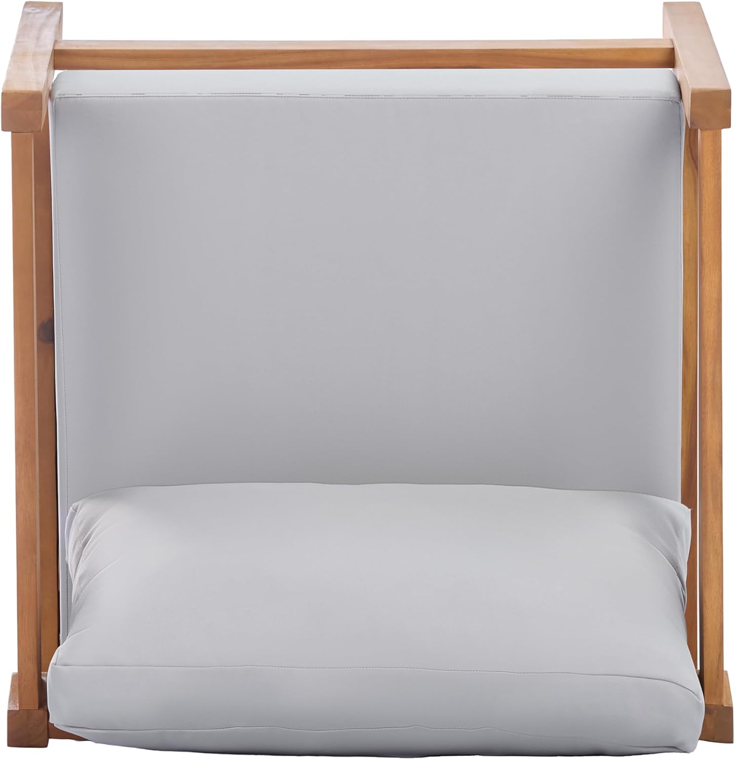 Christopher Knight Home Grice Acacia Wood Lounge Chair Outdoor with Removable Cushion, Wooden Patio Accent Chair with Open Frame Design, Outdoor Armchair for Patio Furniture Set, Light Grey + Teak