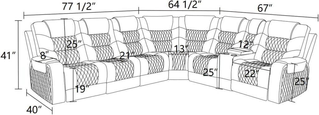 Reclining Sectional, Power Sectional Couch, Leather Sofa Set for Living Room, Comfy Home Theater Seating with USB 2.0 Charging Ports, LED Light Strips, Fold-Down Table & Cupholders (Brown, 3-Piece)