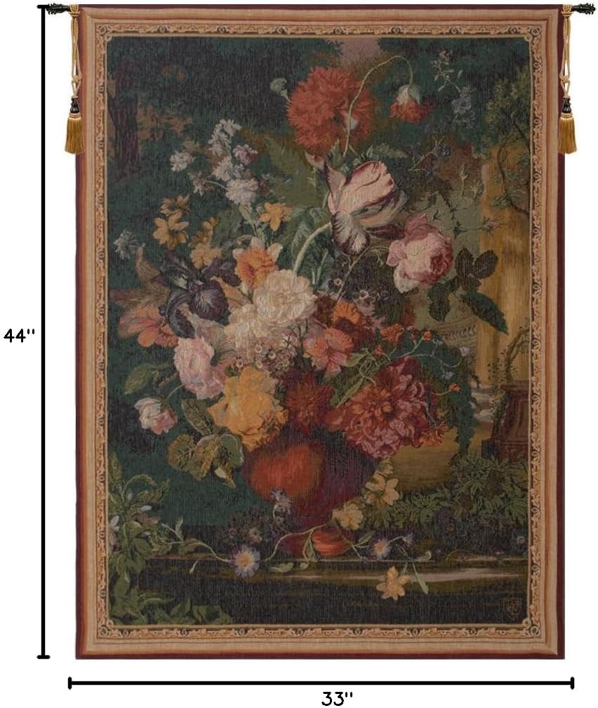 Charlotte Home Furnishings Inc. Bouquet Flamand French Tapestry Wall Hanging, 44 x 33 Inch, Viscose Cotton and Polyester Blend Wall Art, Woven In France, Perfect For Home Decor And Wall Decor