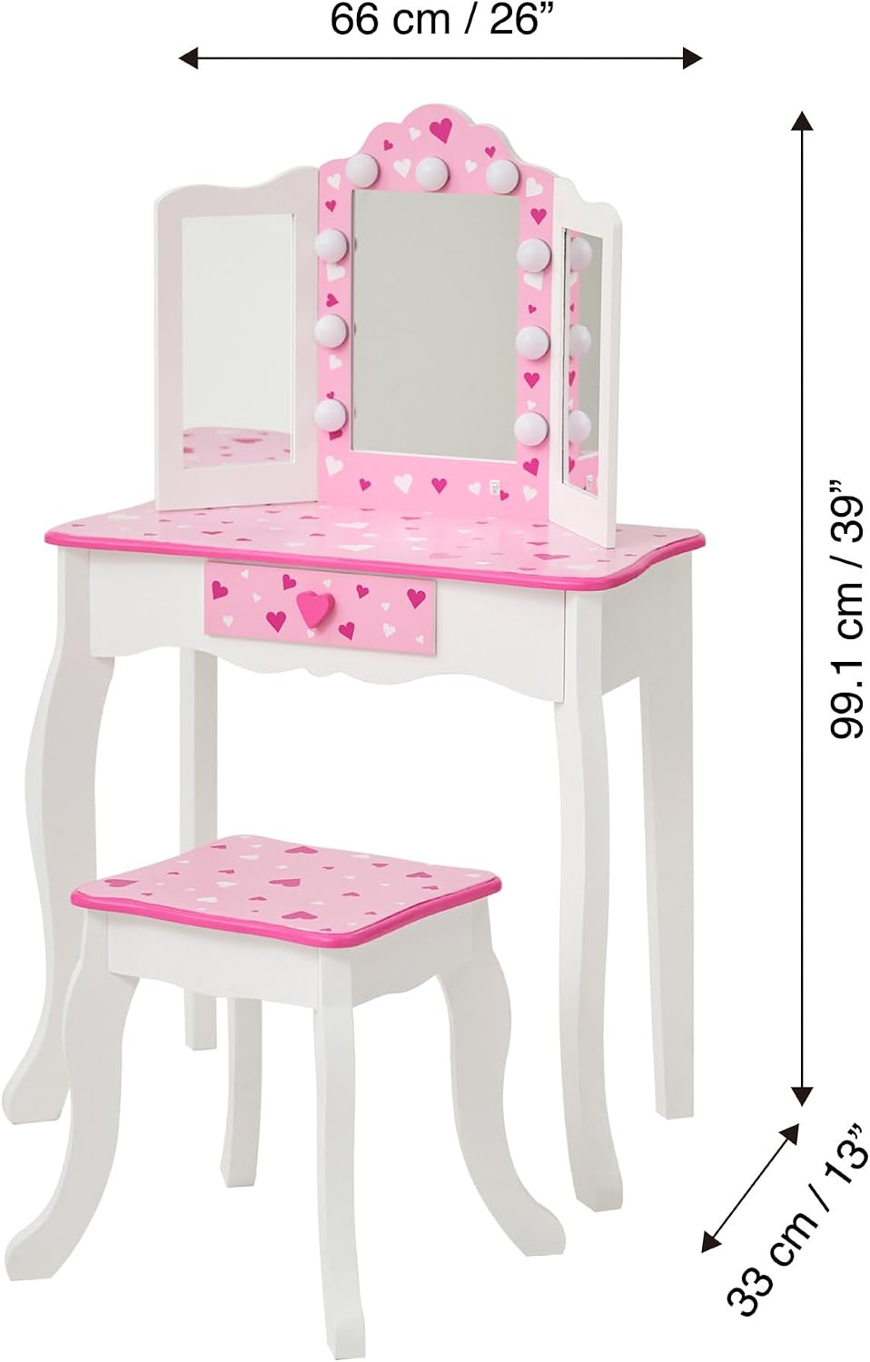 Teamson Kids - Sweethearts Print Gisele Medium Vanity - White/Pink