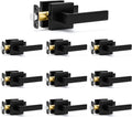 Sopoby 10 Pack Passage Door Handles Matte Black Door Knobs, Interior Door Knobs Square Heavy Duty Non-Locking Handlesets Hall Closet Handles, Reversible for Right & Left Sided Doors