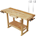 CIATRE 55-Inch Wood Workbench - Wooden Workbench for Garage Workshop and Home, with Bar Clamps Set 24 inch x 4-3/4 inch Throat,Pack of 2
