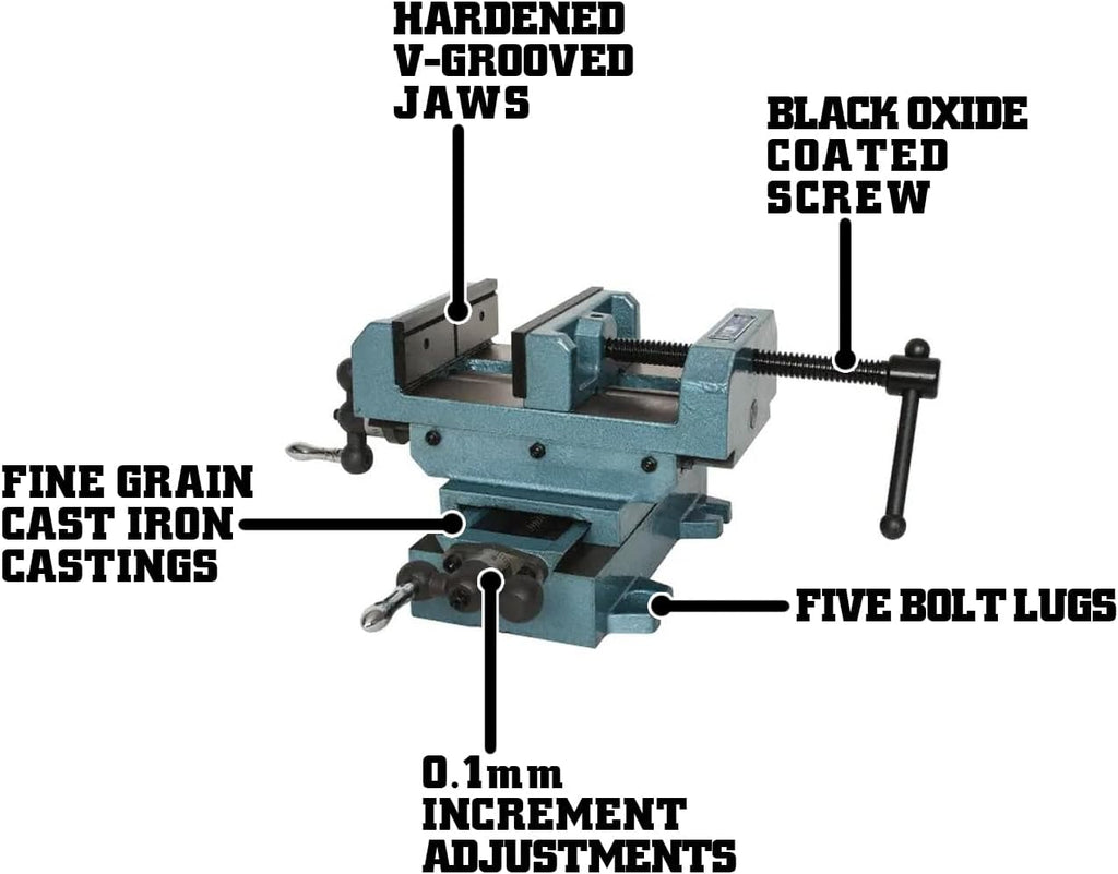 Wilton Cross-Slide Drill Press Vise, 6' Jaw Width & Max Opening, 2' Jaw Depth (Model CS6)