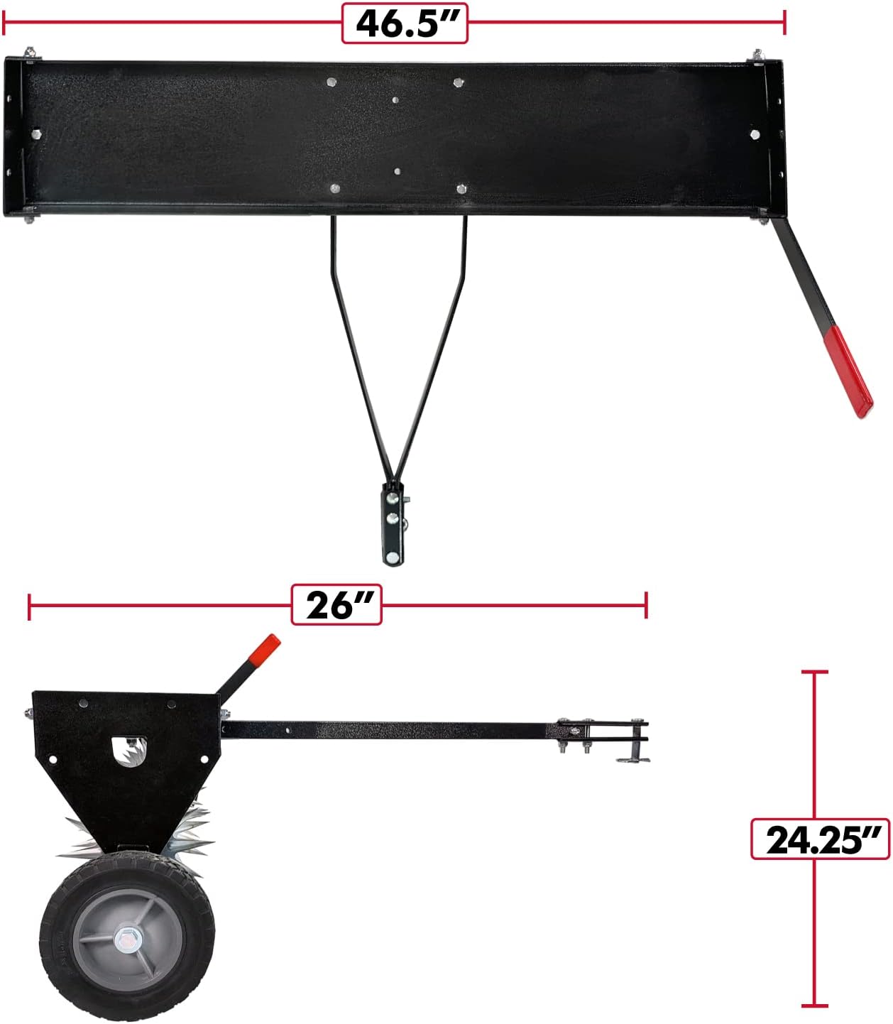 Brinly SAT2-40BH-P Tow Behind Spike Aerator with Transport Wheels, 40' - Carbon