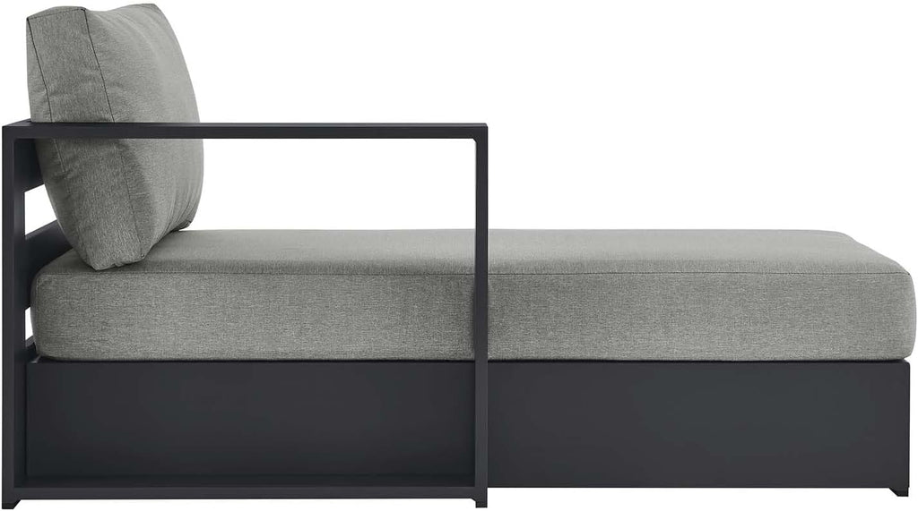 Modway Tahoe Aluminum Outdoor Chaise Lounge Gray with Weather-Resistant Cushions, Modular Left-Facing Patio Lounger for Pool Furniture or Sectional Sofa Set