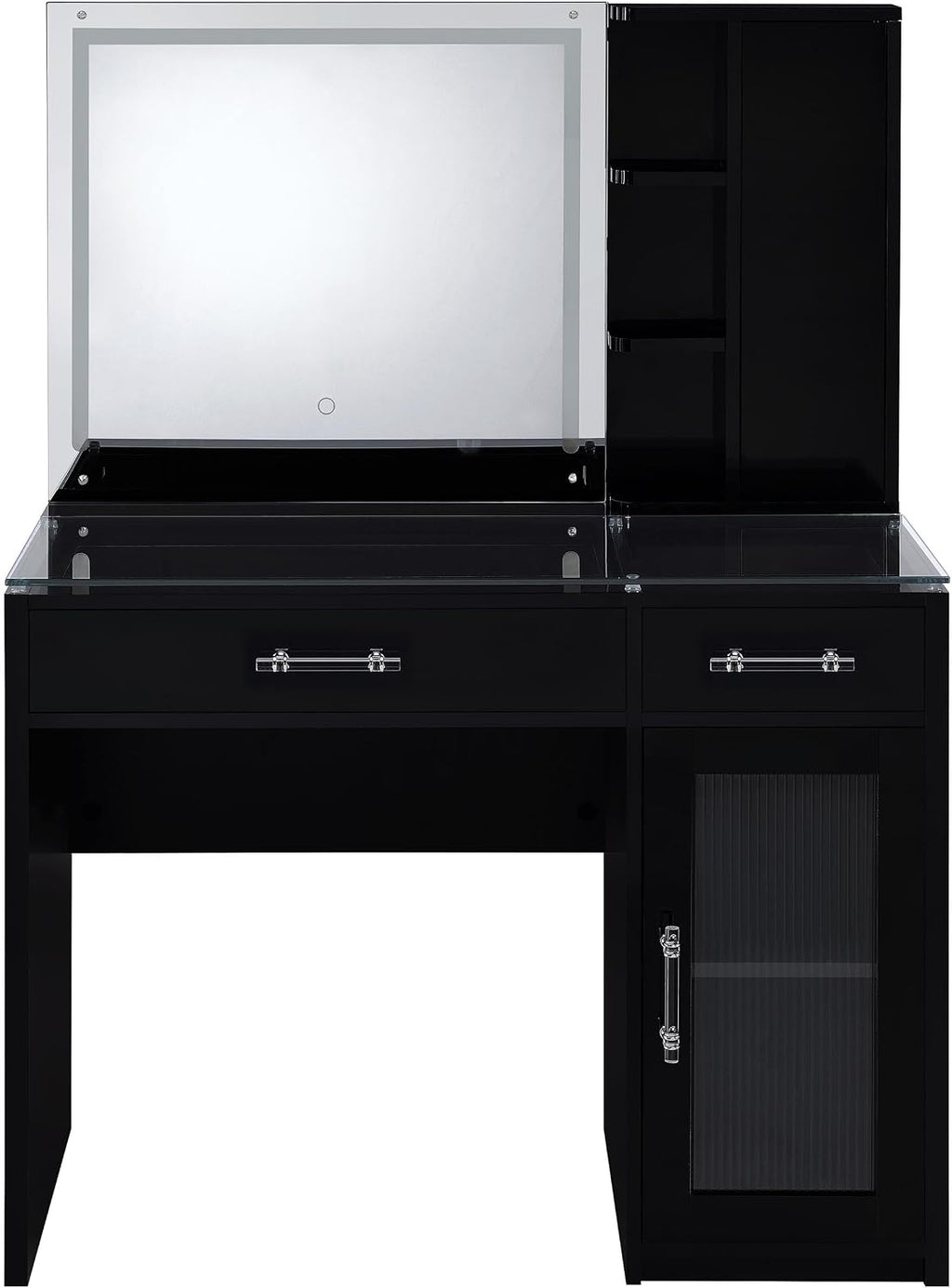 Coaster Home Furnishings Flora 2-Drawer Vanity Set with Led Mirror Black High Gloss