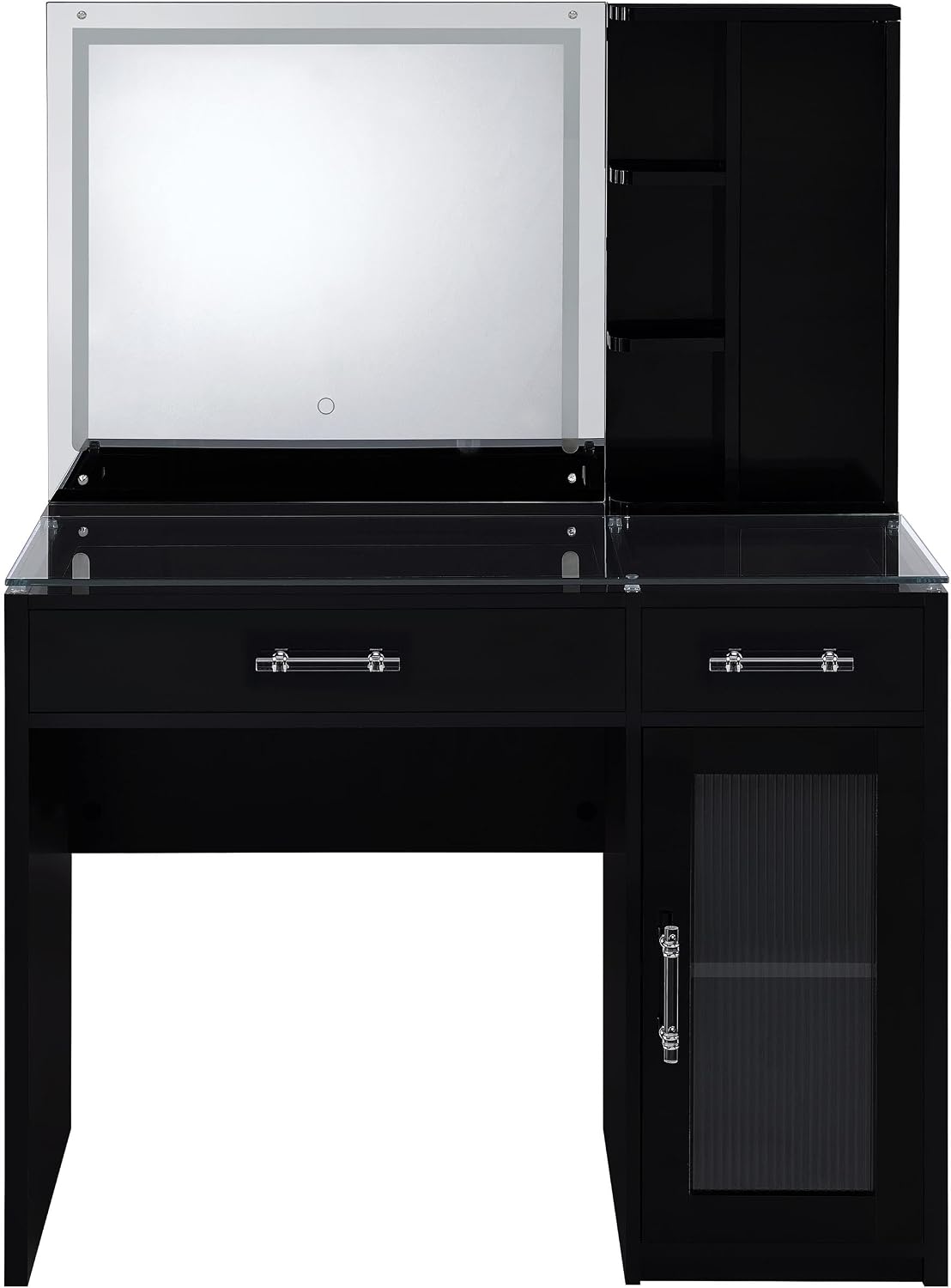 Coaster Home Furnishings Flora 2-Drawer Vanity Set with Led Mirror Black High Gloss