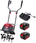 MZK 40V 12-inch Cordless Garden Tiller, 12In Width and 8.6In Depth Garden Rototiller,Battery Powered Garden Cultivator for Lawn/Gardening/Soil Cultivation(2 * 4.0Ah Battery&Charger Included),TC12D02