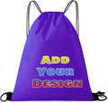 Custom Drawstring Bags Set of 50, Personalized Bulk Pack with Logo/Text-Suitable for Travelling Gym Camping Hiking-Purple