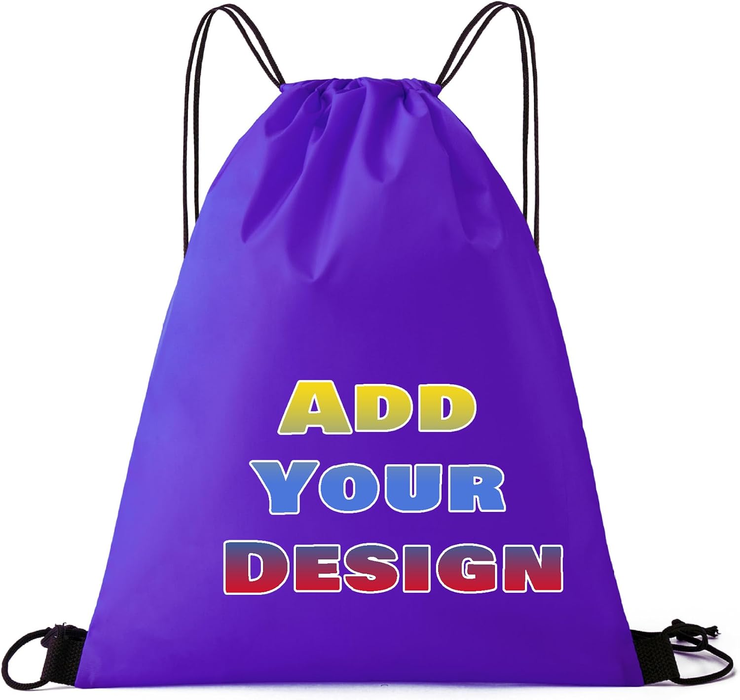 Custom Drawstring Bags Set of 50, Personalized Bulk Pack with Logo/Text-Suitable for Travelling Gym Camping Hiking-Purple