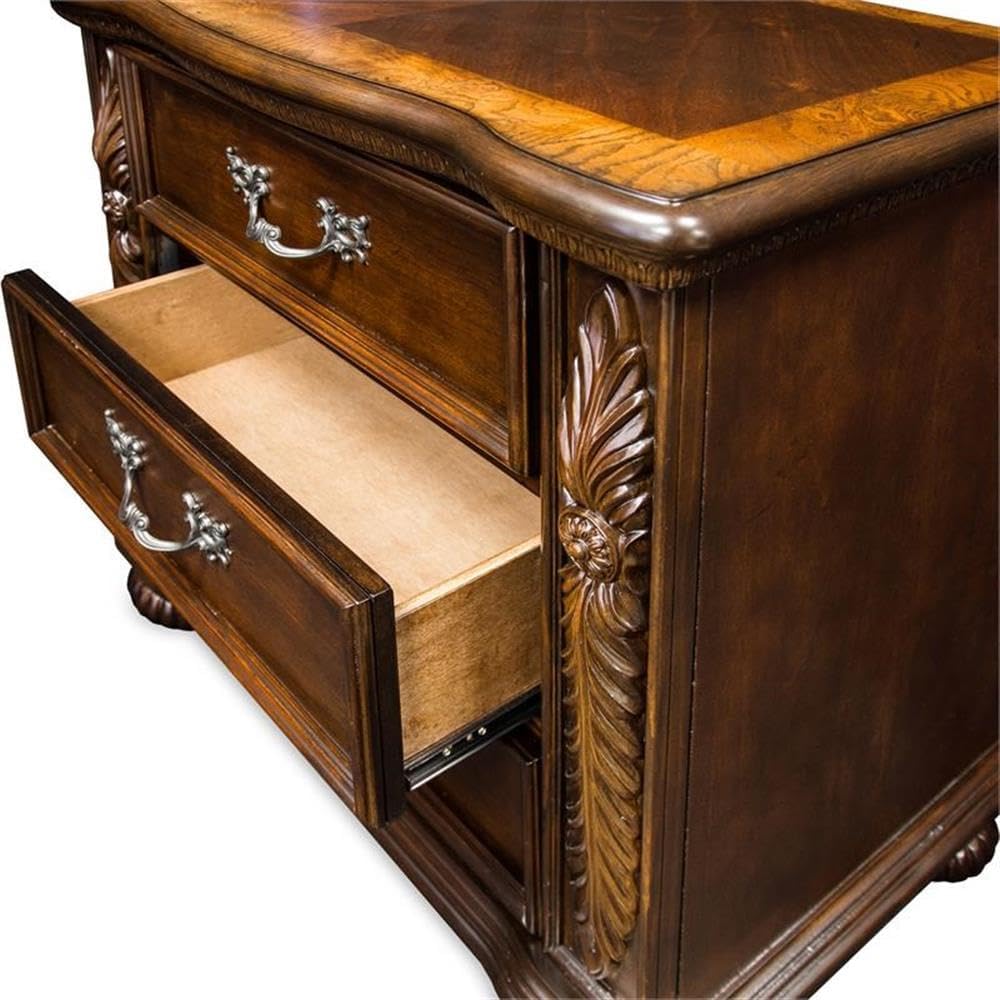 Furniture of America Caldara ‎Traditional 3-Drawer Wood Nightstand, Bedside Table for Bedroom, Home Office, Brown Cherry