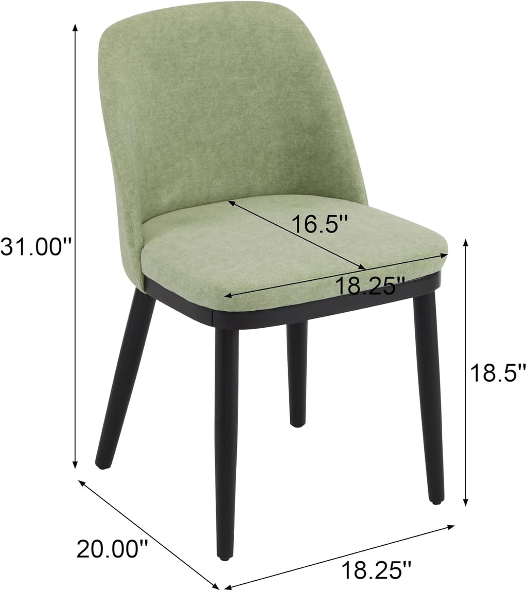 Christopher Knight Home Set of 2 Ringo Fabric Upholstered Dining Chairs, Rubberwood Frame, Curved Backrest, Foam-Filled Cushion, Armless Accent Chair/Side Chair for Dining Room/Kitchen, Mint+Black