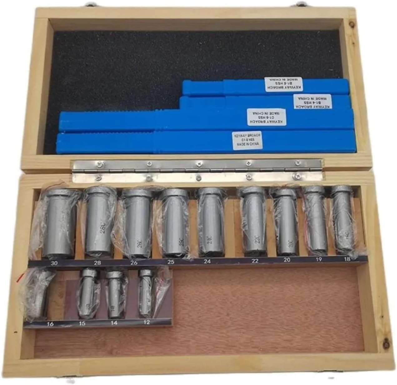 Push Type Keyway broaches 22pcs hss Groove Keyway Broach broaches Set Key Tool Bushing Shim Set Metric Systems 12-30 HSS Keyway Tool