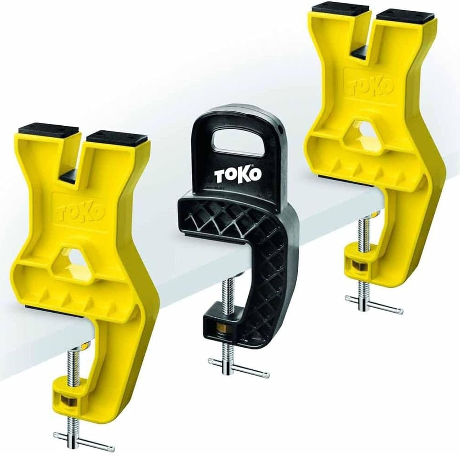 TOKO Express Back Country Ski Vise – Professional 3 Part Vise with Adapters for Securing Backcountry Skis with Tech Bindings – Vertical Position for Working on Edges