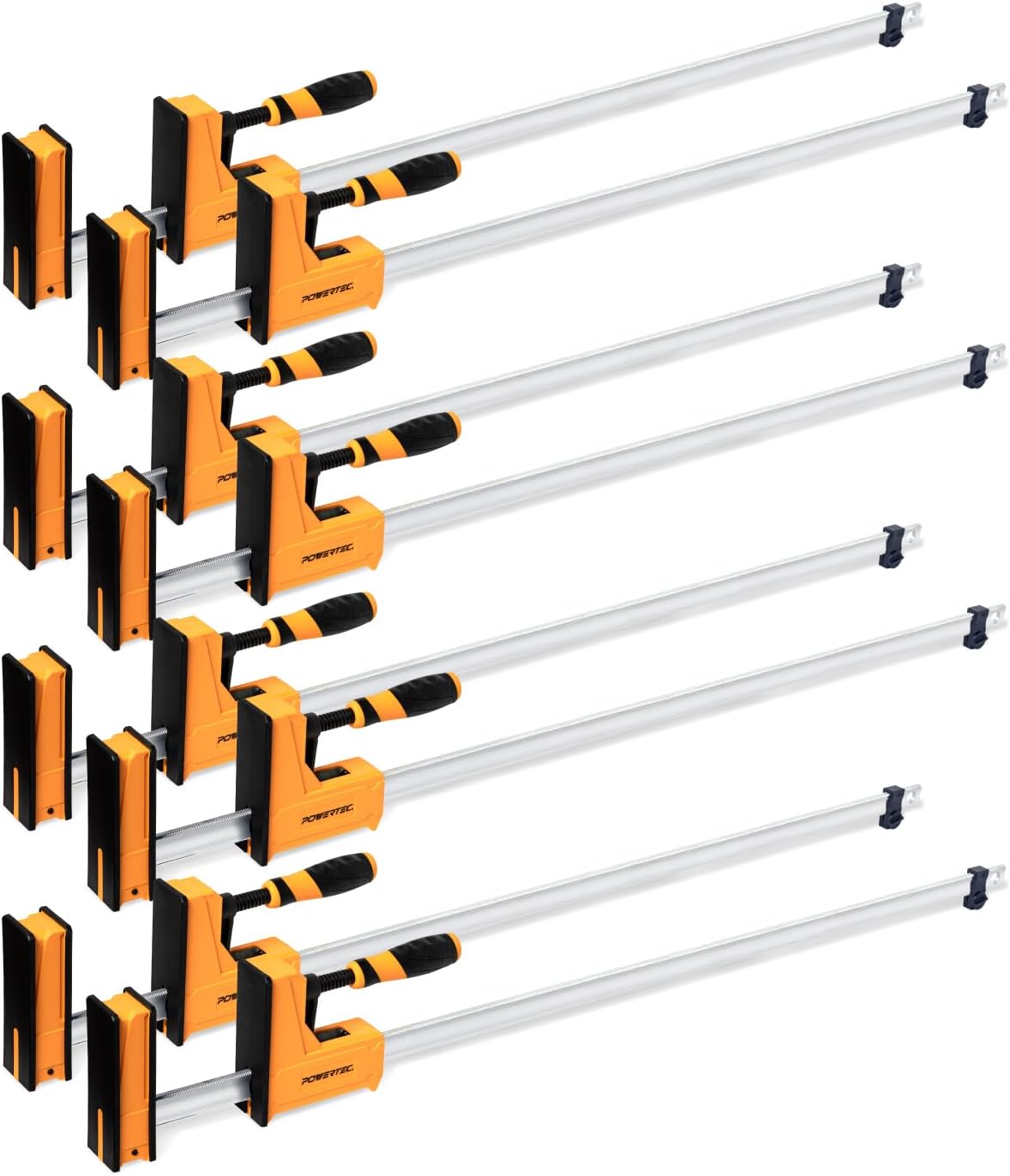 POWERTEC 71602-P4, 8PK, Woodworking Parallel Clamps 48-Inch | Jaw Bar Clamp Spreader Tool