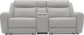 Furniture of America Larson Modern Leather Recliner Loveseat with Storage Console and Cup Holders, Reclining Sofa, Comfortable Couch for Living Room, Office, Home Theater, Light Grey
