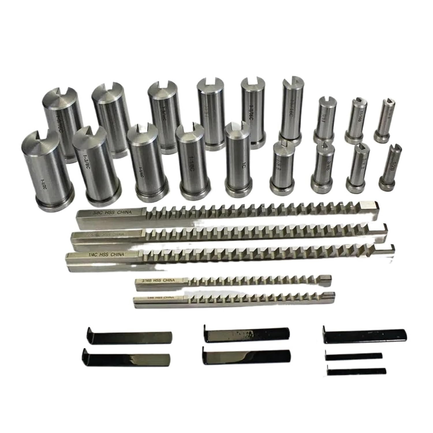 Push-Type Keyway Broach 30pcs Inch Sized HSS Groove Keyway Broach broaches Set Key broaching Tools Tool 5pcs 1/2''-1-1/2''18pcs Bushings 7pcs Shims