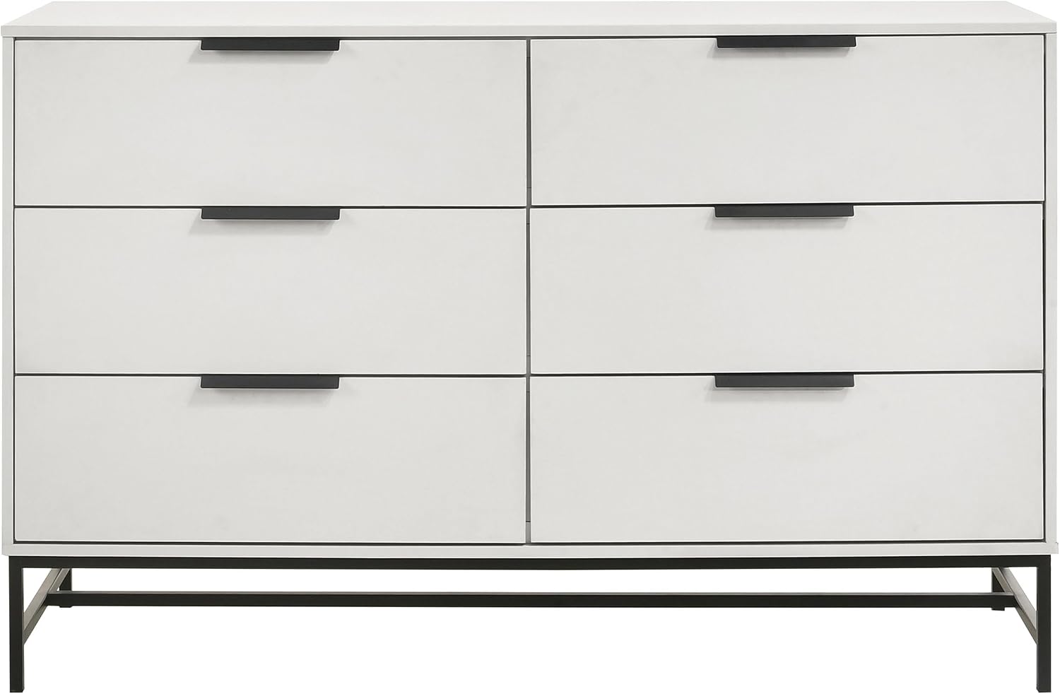 Coaster Home Furnishings - Sonora - Melamine - 6-Drawer Dresser with Contemporary Style, Black Metal Base, Bar Pull Handles, Rectangular Structure, Tip-Over Restraint - Bedroom - White - 224863