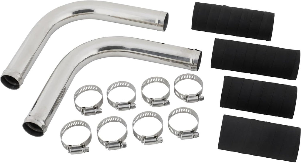Speedway Motors 1949–1953 Flathead Radiator Hose Dress-Up Kit with Chrome or Stainless Tubes, Upper Coolant Hoses, Rubber Connectors, and Hose Clamps