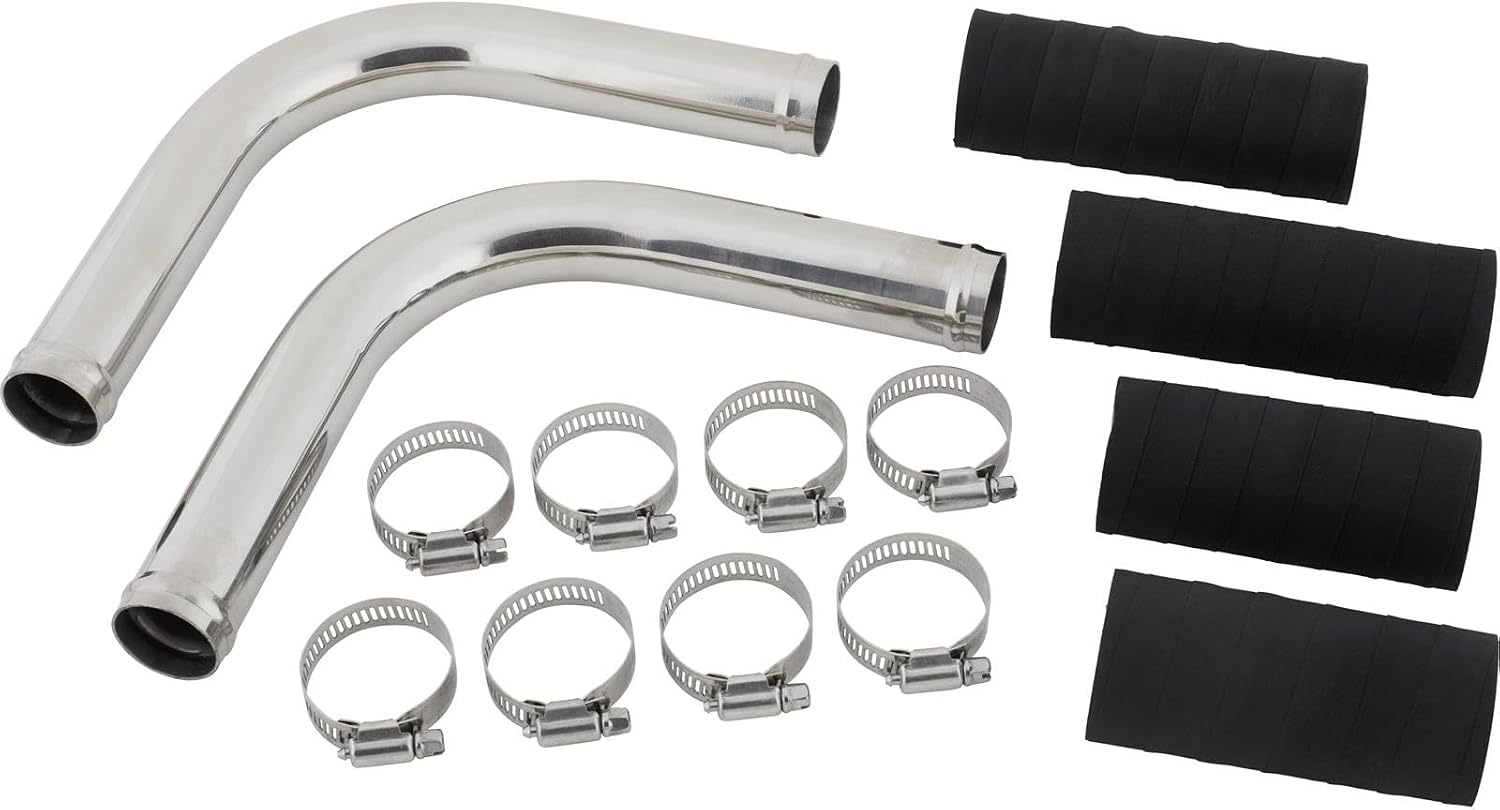 Speedway Motors 1949–1953 Flathead Radiator Hose Dress-Up Kit with Chrome or Stainless Tubes, Upper Coolant Hoses, Rubber Connectors, and Hose Clamps