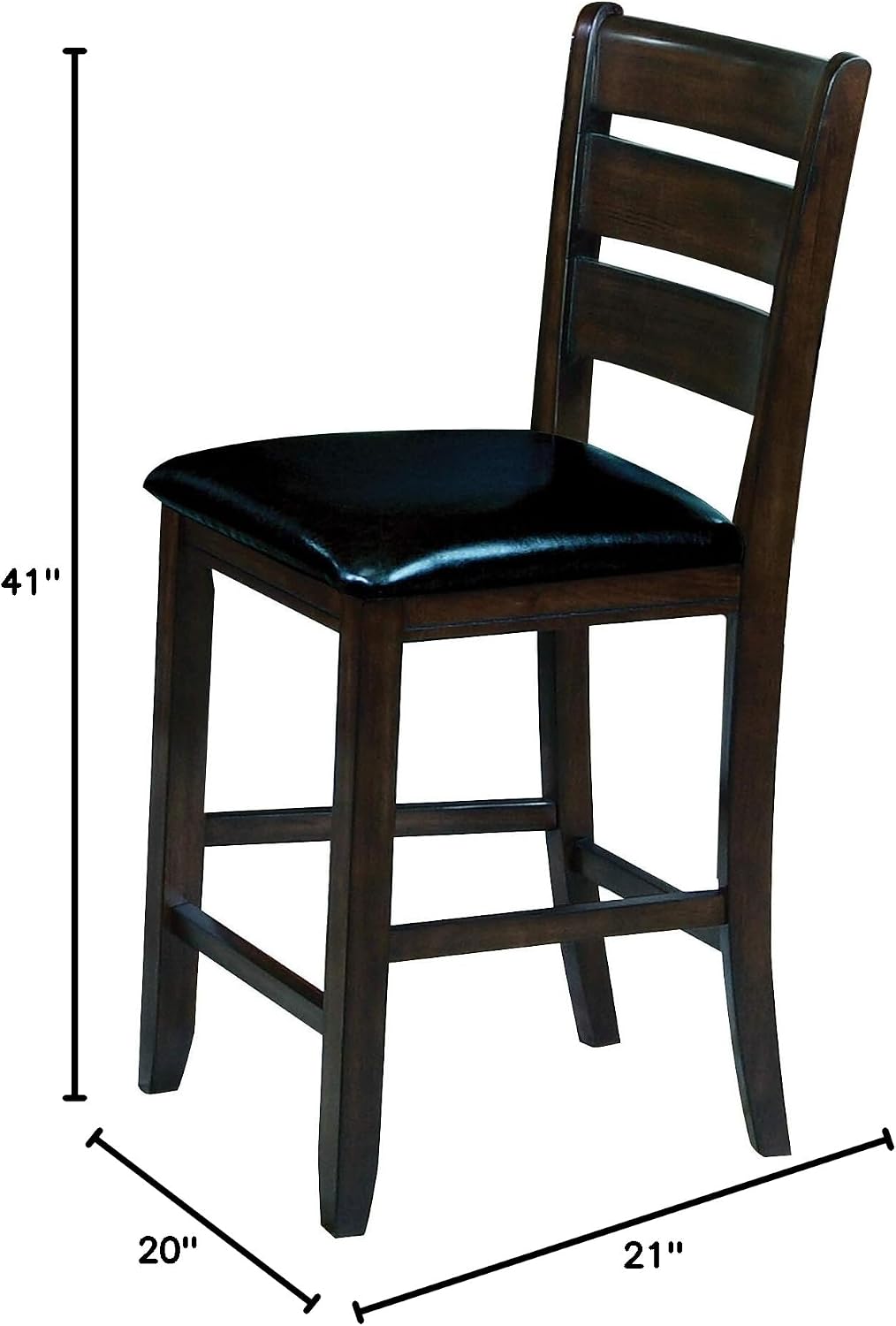 ACME Urbana Counter Height Chair (Set-2) - - Black PU & Espresso