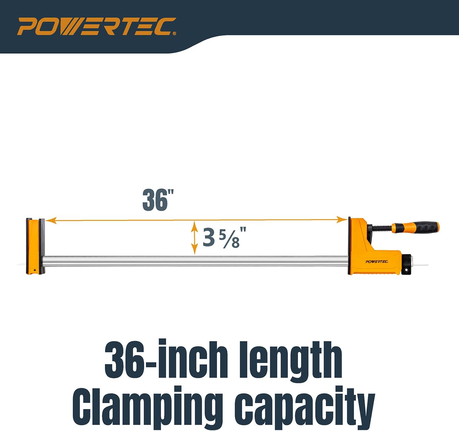 POWERTEC 72450 36' Woodworking Parallel Clamps Jaw Bar Clamp Spreader Tool 4PK, with 4PK Parallel Clamp Blocks - for Cabinet Door & Frame Gluing