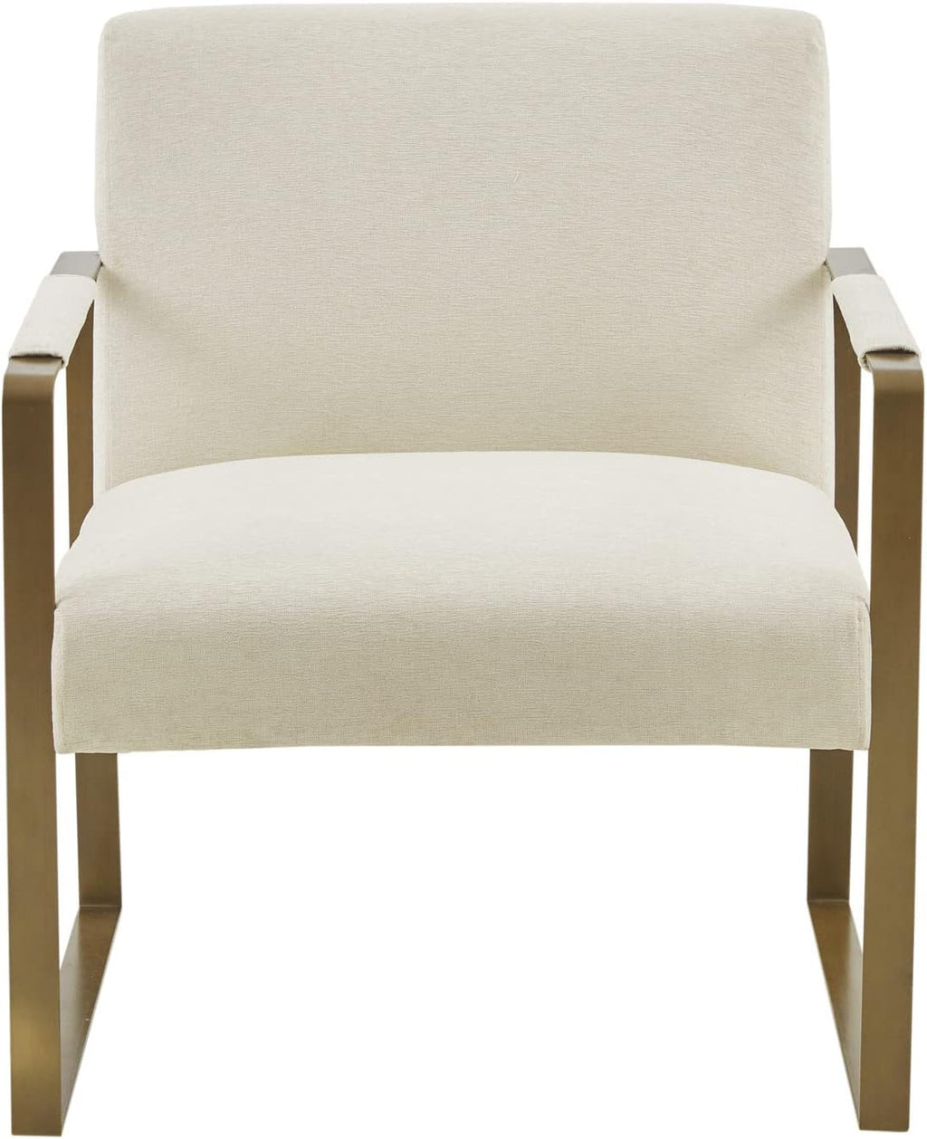 Martha Stewart Upholsterd Accent Chair Living Room Furniture - Modern Design, Comfortable Foam Seat Cushion Bedroom Lounge, Sophisticated Finished, Sturdy Frame, Cream/Gold, 28.5' W x 29' D x 32.5' H