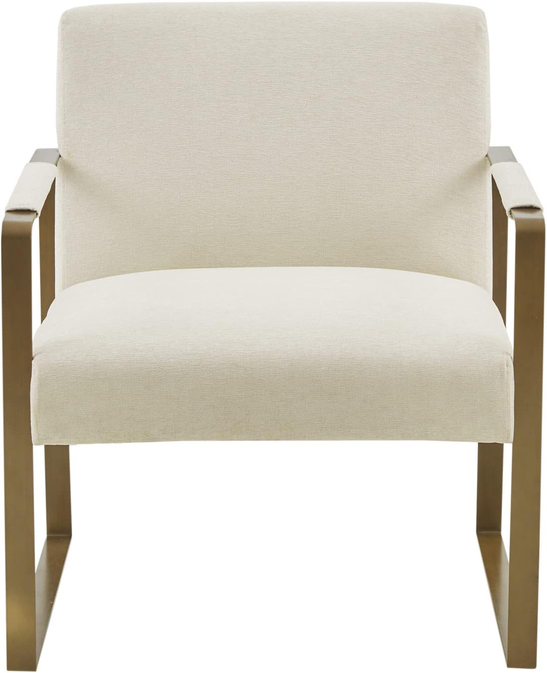 Martha Stewart Upholsterd Accent Chair Living Room Furniture - Modern Design, Comfortable Foam Seat Cushion Bedroom Lounge, Sophisticated Finished, Sturdy Frame, Cream/Gold, 28.5' W x 29' D x 32.5' H