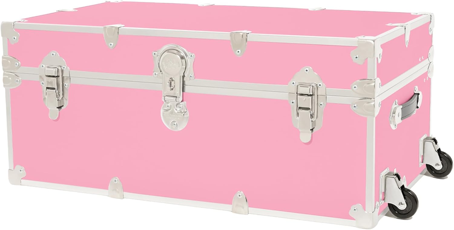 Rhino Trunk & Case Classic Camp & College Trunk with Wheels. 30'x17'x13', 1500+ lbs Capacity - Many Colors, Soft-Close Lid. Strong, USA Made Summer Camp Footlocker and Secure Dorm Storage Chest