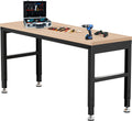 Antifir 60' Adjustable Workbench，Heavy Duty Wood Work Bench 2000 Lbs Load Capacity,Work Table for Garage, Workshop, Office, Home