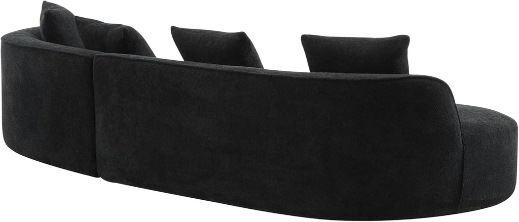 Christopher Knight Home Braebt 126' Sectional Sofa with 4 Throw Pillows, 5-Seater Large Modular Sofa Couches, Comfy Curved Upholstered Cloud Couch for Living Room, Study, No Assembly Required, Black