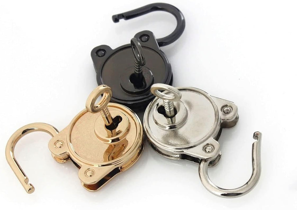 1pcs Metal Fashion Lovely Lock Vintage Mini Padlock Bag Suitcase Luggage Box Key with DIY Hardware Accessories(D)