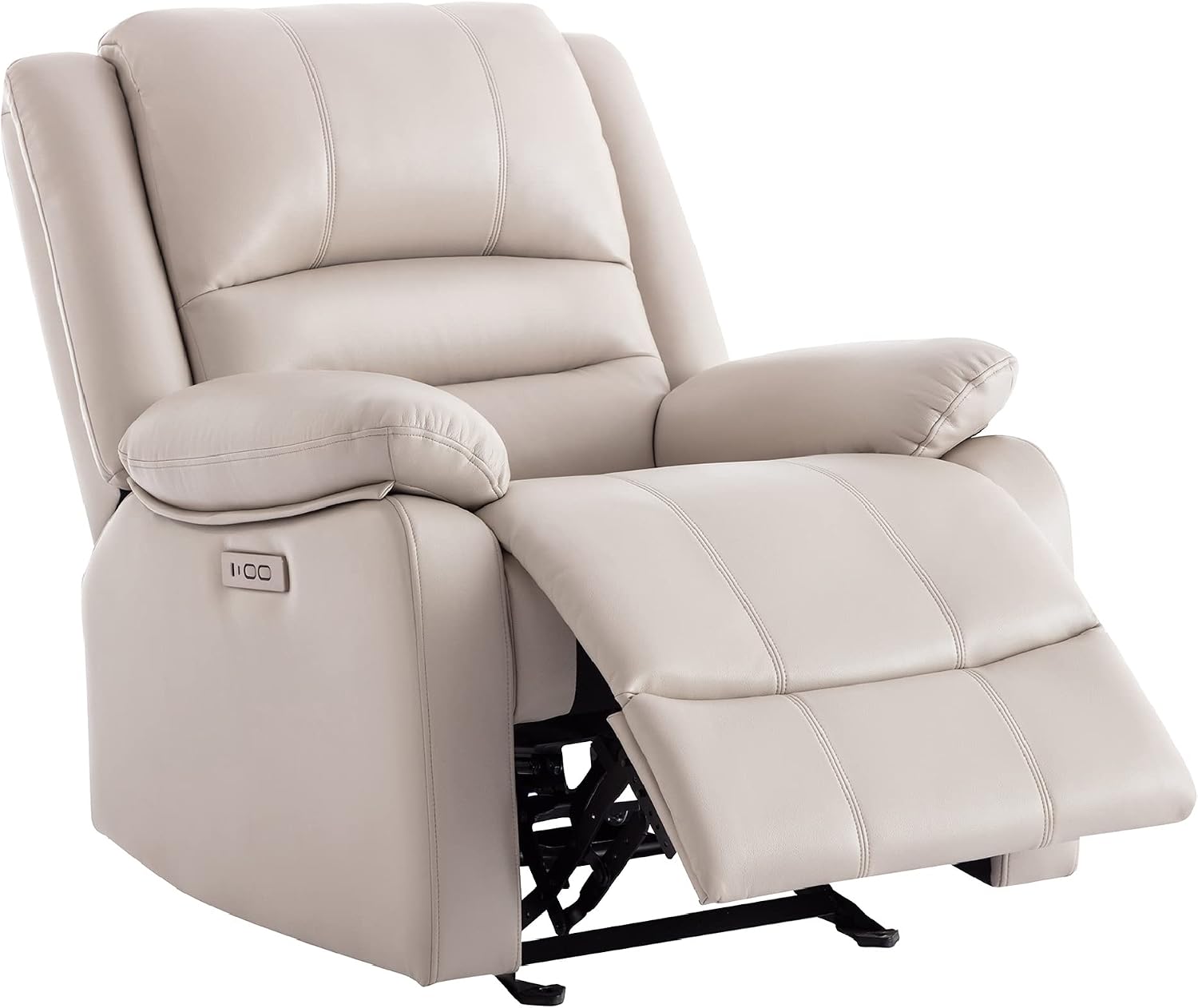 Watson & Whitely Power Recliner Chair for Adults, Faux Leather Electric Glider Reclining Chair for Living Room and Nursery, Upholstered Rocker Recliner with USB Port, Cream