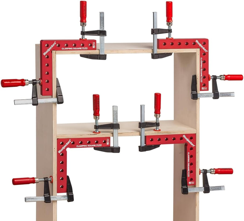 Woodpeckers Clamping Squares Plus, 4 Pack CSP Squares, 6.75 Inch Long Aluminum 90-Degree Corner Clamps for Woodworking, USA Made