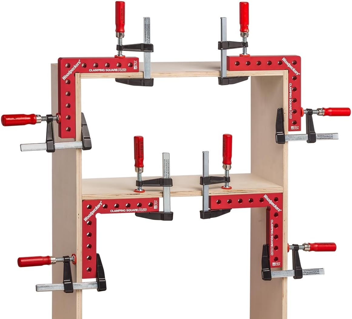 Woodpeckers Clamping Squares Plus, 8 Pack CSP Squares, 6.75 Inch Long Aluminum 90-Degree Corner Clamps for Woodworking, USA Made
